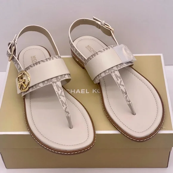 Michael Kors Women's White and Gold Sandals - Picture 4 of 9